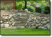 Natural stone step staircase.