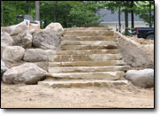 Natural stone step staircase.