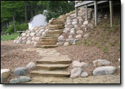Natural stone step stairs.